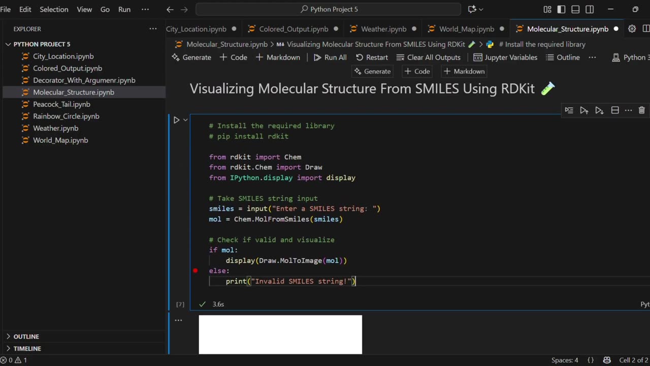 Visualize Molecular Structures from SMILES in Python | RDKit Tutorial for Beginners