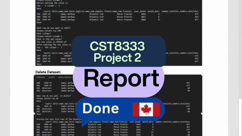 Student Work (Report) | CST8333 MVC Project Report Snap | Algonquin College