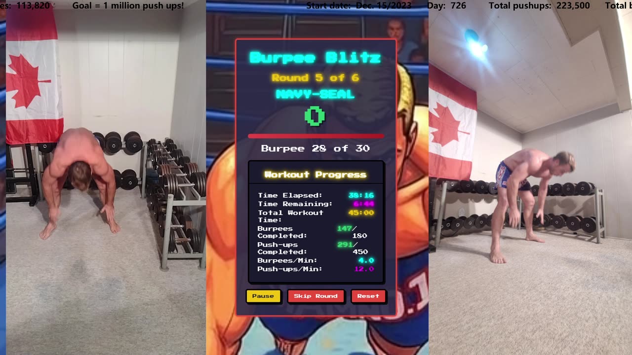 Everyday 450 push ups and 180 Burpees!