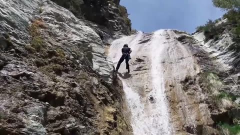 Waterfall Rappelling Rock Climbing Outdoor Adventure