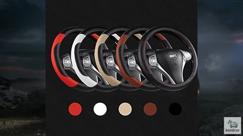 Leather Car Steering Wheel Cover, Non-Slip Car Wheel Cover Protector Breathable