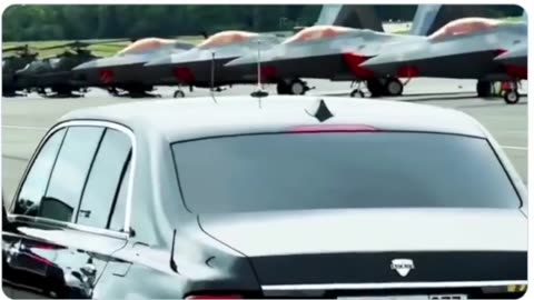 F-22 RAPTORSlined the streets as Russian President Vladimir Putin Drove To Meeting W/Trump