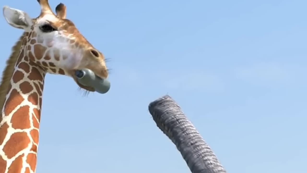 Giraffe vs Elephant Fighting.. :)