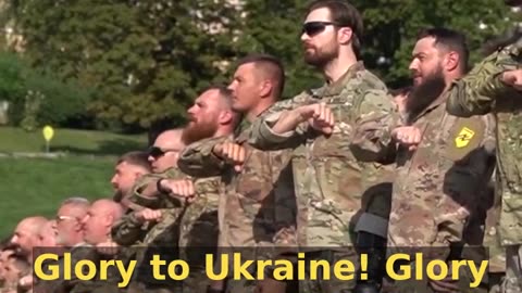 Azov Nazis with Nazi emblems swear by their Nazi god Bandera