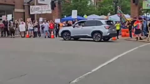 Patriot Front (T.me/PatriotFrontNews) protesting a degenerate parade in Indiana.