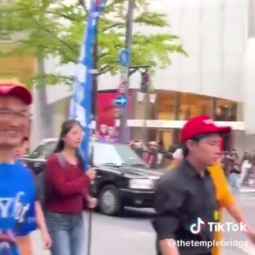 Japanese citizens celebrates President Donald Trump's visit to Japan