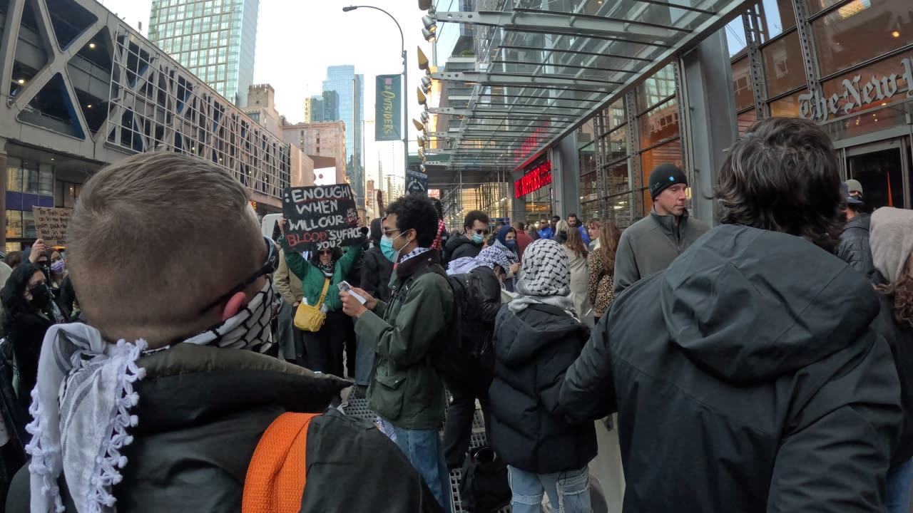 Moment of silence for brave journalist HOSSAM SHABAT in front of The New York Times.