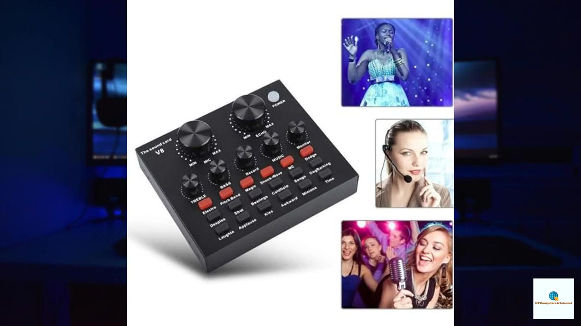 V8 Sound Card, Audio Audio Sound Card, Adapter Live Broadcast Ktv Sound Card for Double Ce