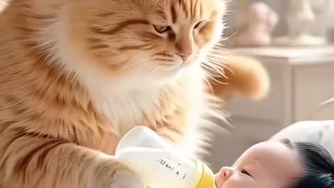 Cute Cat & Cute baby