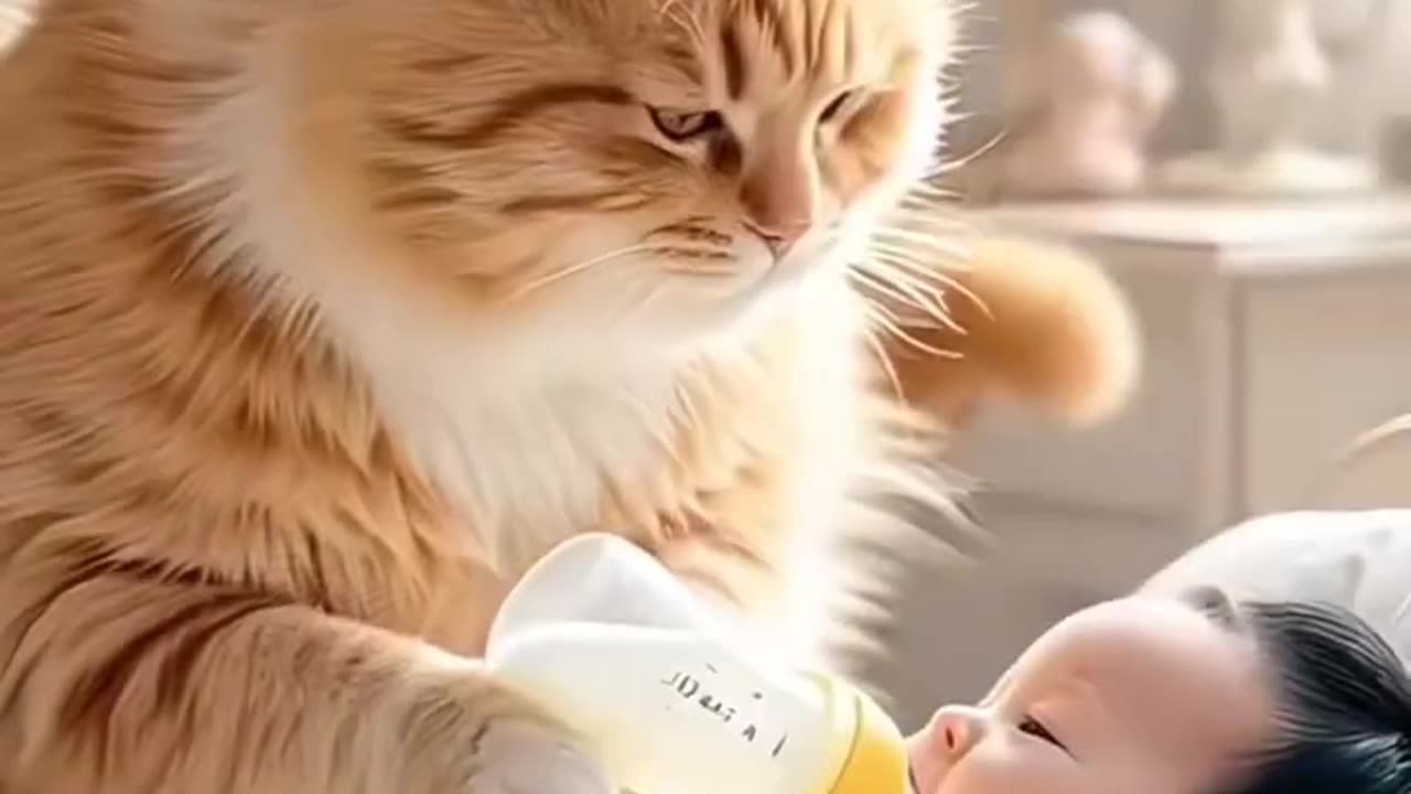 Cute Cat & Cute baby