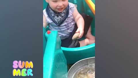 Funny Babies Playing With Water