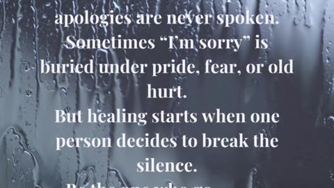 Unspoken Apologies: Why Someone Has to Go First