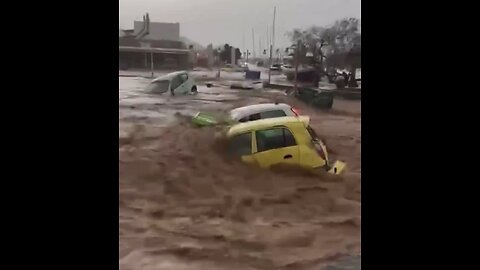 Massive flooding cause by extreme rains in Naousa of Paros, Greece 🇬🇷