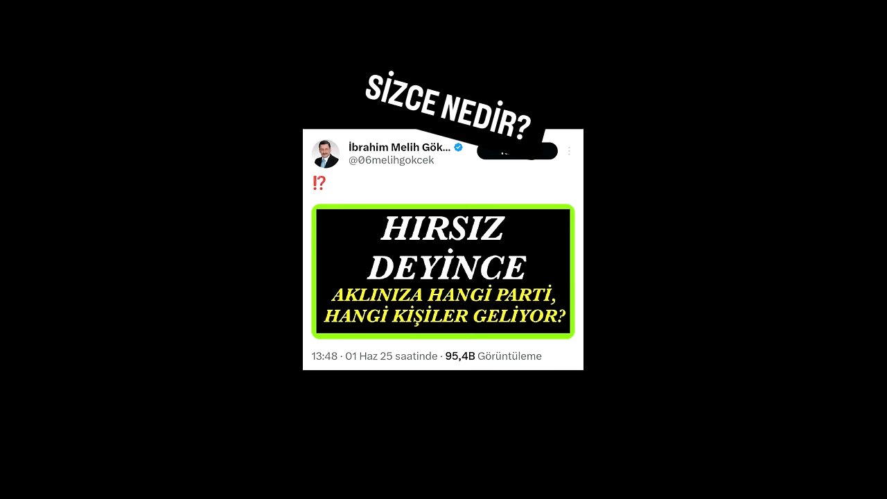 Ankara büyükşehir belediyesi eski başkanı Melih Gökçek X (Twitter) hesabından "hırsız deyince aklını