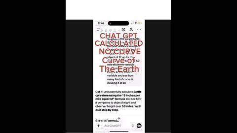 CHAT GPT CONFIRMS NO CURVE OF THE EARTH!!!