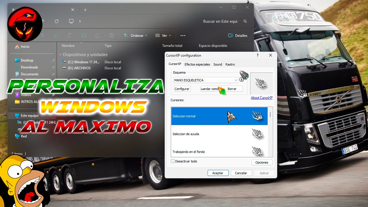 PERSONALIZA WINDOWS 11 AL MAXIMO FULL GLASS Y CURSORES LA MANO ALIENDELTA-X