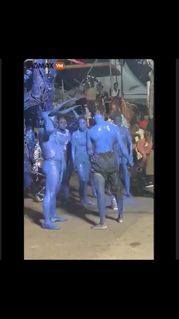Fake Blue Man Group Performer's fire breathing trick goes badly - Spits fire all over his group