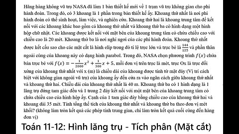 Toán 12: Hãng hàng không vũ trụ NASA đã làm 1 bản thiết kế mới về 1 trạm vũ trụ