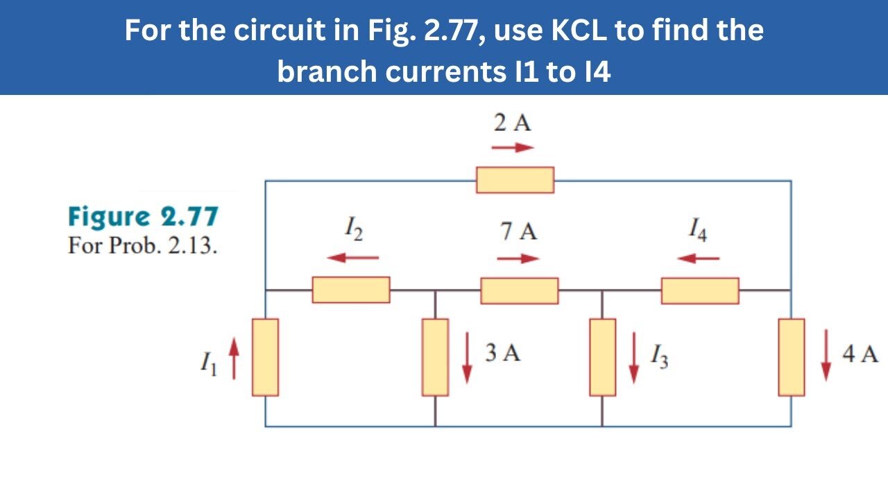 Prob 2.13 | For the circuit Fig. 2.77 use KCL to find the branch currents I1 to I4 | FEC 4th Edition