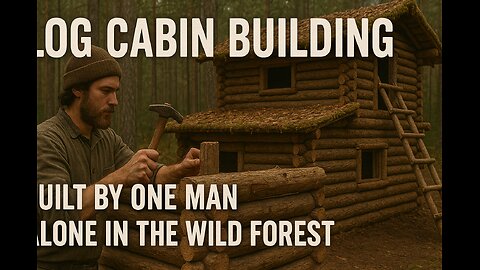 Log Cabin Building Built By ONE MAN Alone In The Wild Forest