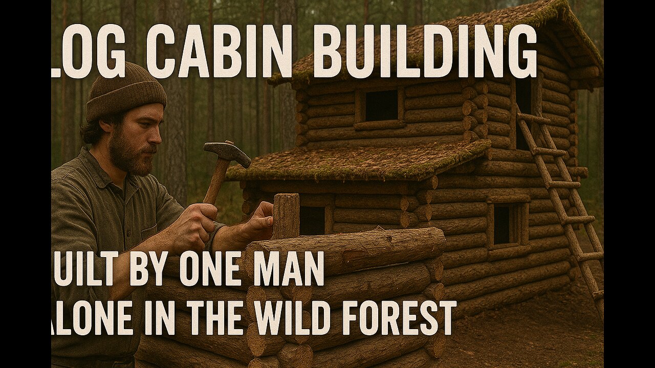 Log Cabin Building Built By ONE MAN Alone In The Wild Forest
