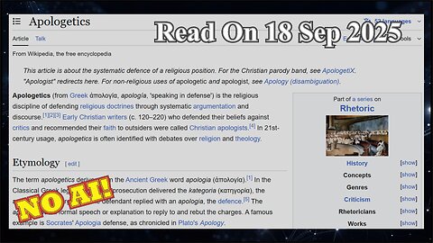 Apologetics (No AI) - 18 September 2025