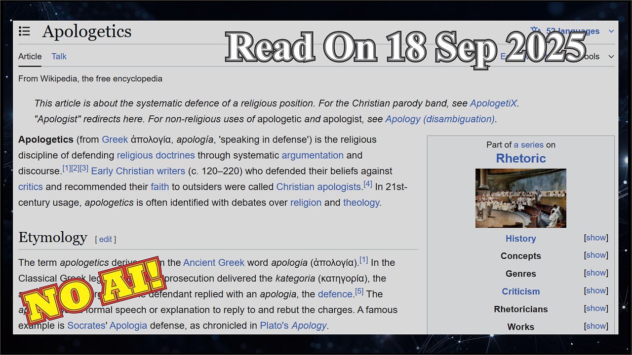 Apologetics (No AI) - 18 September 2025