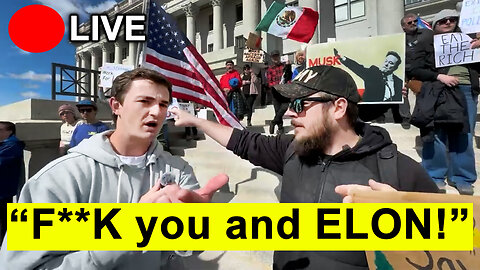 IRL Confronting Anti-Elon Protesters at Tesla