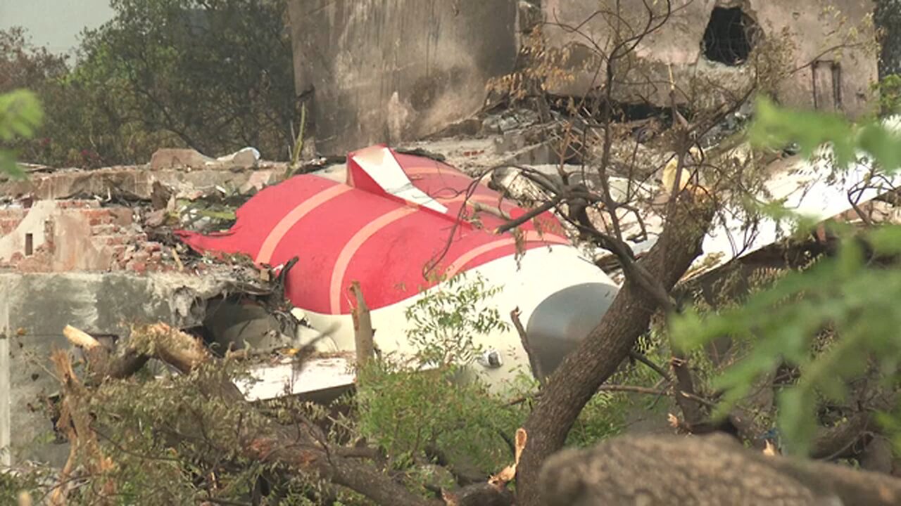 Wreckage of Air India plane after deadly clash