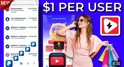 Paypal Earning apps every minute 1 doller by watching videos