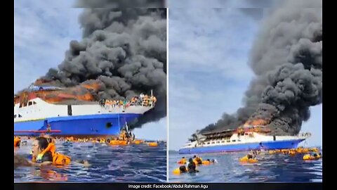 A Passenger Ferry Carrying 280 People Caught Fire Off the Coast of Indonesia's North