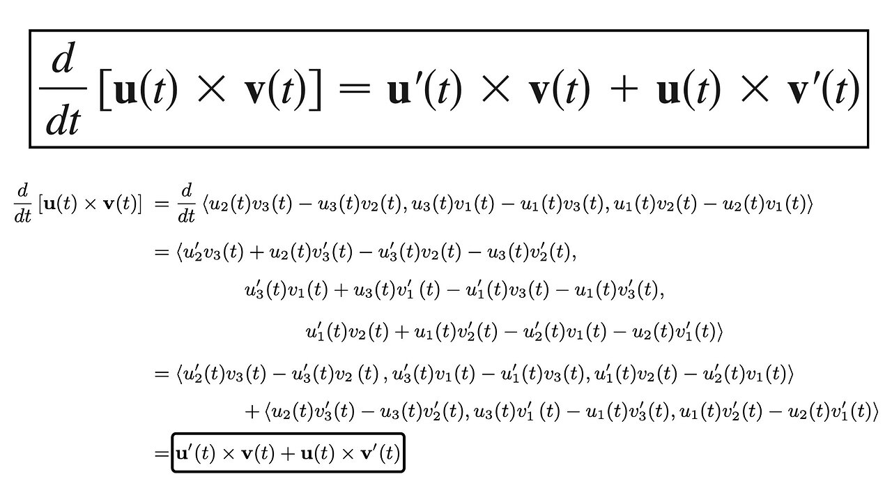Exercise 4: Proof of Formula 5: Derivative of Cross Product of Vector Functions by Components
