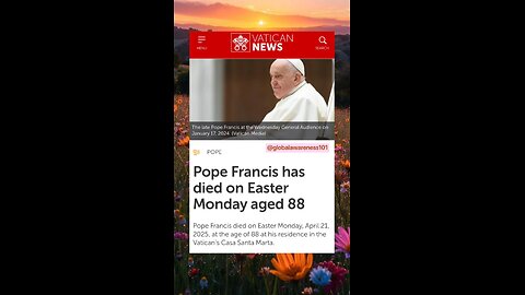 Pope Francis died today Monday April 21, 2024.