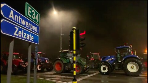 V-Media Boerenprotest Kaprijke kruispunt E34 9.01.26 22u21 #FarmersProtest #mercosur #belgium Deel 3