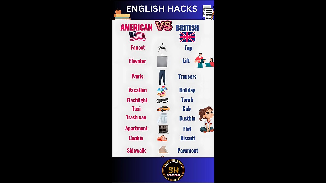 British vs American English Ilets English । TOFL you must know it 5 #studyhacks123 #english #shorts