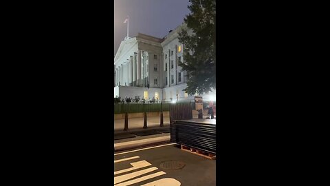 Barricades erected around the White House tonight.