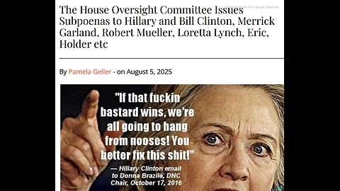 ARTICLE ONLY - READ BELOW>The House Oversight Committee Issues Subpoenas to Hillary and Bill Clinton, Merrick Garland, Robert Mueller Loretta Lynch Eric Holder etc - 6 mins.