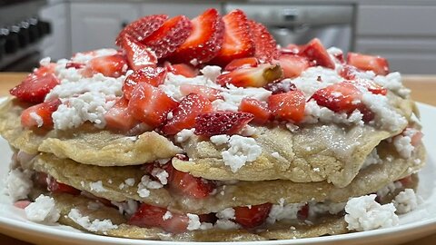 Strawberry Shortcake Pancake Cake (Grain/Dairy Free)