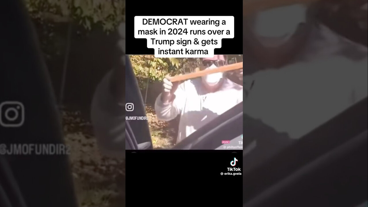 Democrat Runs Over Trump Sign & Gets Instant Karma