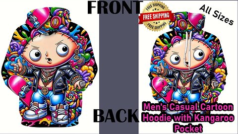 Review about this Men's Casual Cartoon Hoodie with Kangaroo Pocket
