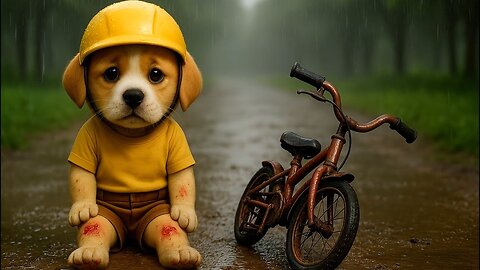 Baby Puppy Couldn’t Afford a Cycle… Watch What His Parents Did For Him