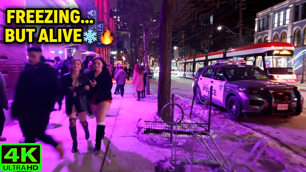 【4K】Freezing Friday Night in Downtown Toronto ❄️ First Nightlife Walk of 2026