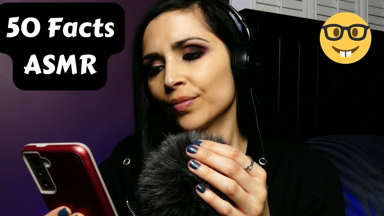 ASMR Whispering 50 Facts (whispers, mic brushing, tongue clicking)