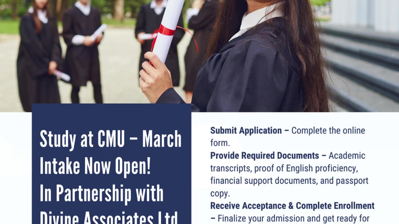 Your Future Starts Here: Apply to CMU with Divine Associates Ltd