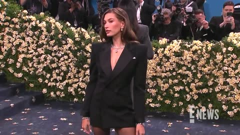 Hailey Bieber Stuns in Saint Laurent Mini Blazer Dress at Met Gala 2025
