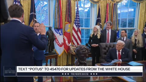 Watch Erika Kirk as JD Vance swears in Sergio Gor.