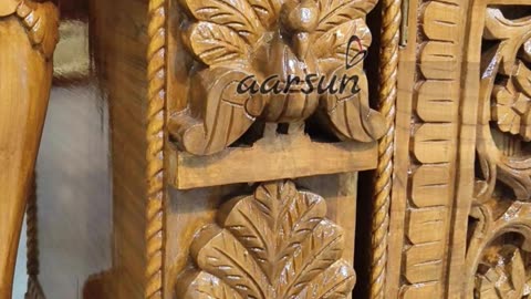 Teak Wood Temple in Natural PU Finish in Dome-Style