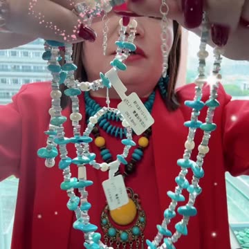 250605-8 Natural Turquoise & Pearl Set: Exquisite Elegance