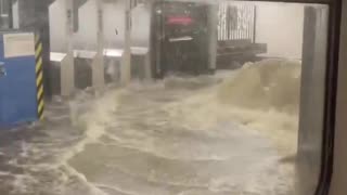 🚨BREAKING: Heavy rain is flooding NYC subway stations as storms hit the area.