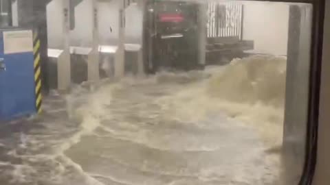 🚨BREAKING: Heavy rain is flooding NYC subway stations as storms hit the area.